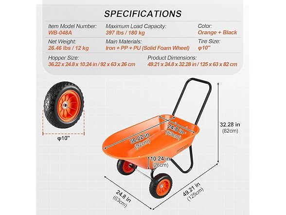 VEVOR Wheelbarrow Cart