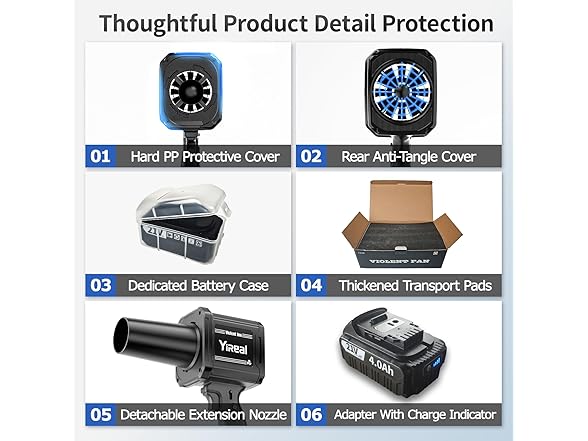 YIREAL Cordless Leaf Blower with Battery