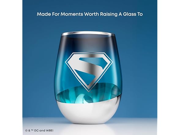 JoyJolt DC Superman A Symbol of Hope Stemless Drinking Glasses