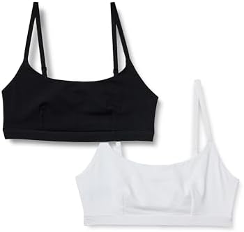 Amazon Essentials Women's Cotton Jersey Pull on Scoop Bralette, Pack of 2, Black/White, XX-Large