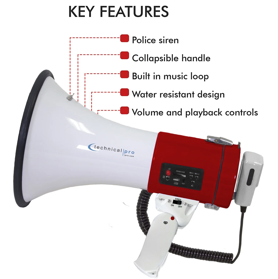 40W Megaphone with Handheld Mic & Siren - Gallery 7