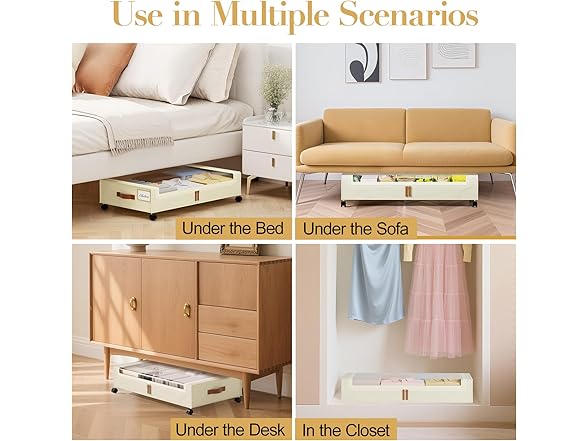 Beige 4 Pck Under the Bed Storage