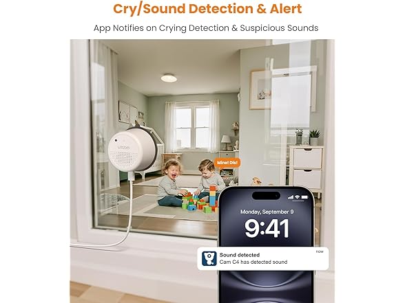3MP 2K Home Security Window Camera
