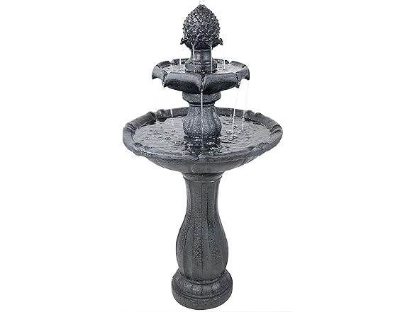 Sunnydaze Pineapple 46-Inch 2-Tier Outdoor Solar Fountain