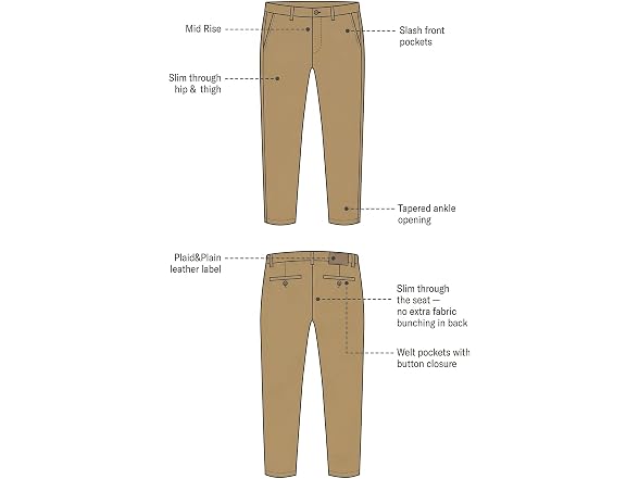 Plaid&Plain Men (31W x 28L) Slim Pants Men's Pants