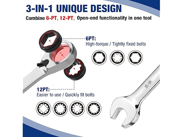 WORKPRO 7pc Reversible Ratchet Set