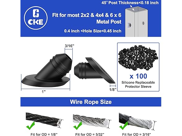 CKE 100 Pack 45 Degree Cable Railing
