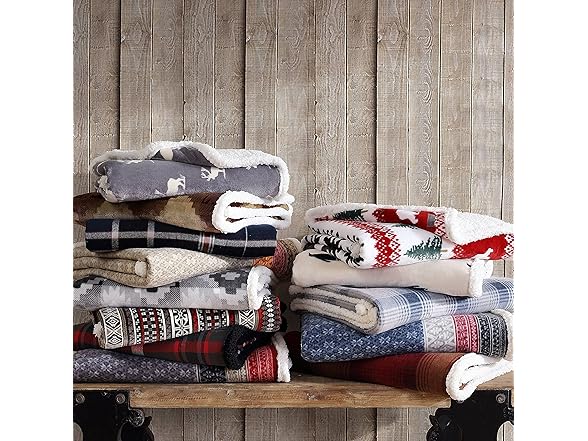 Eddie Bauer Fleece & Plush Sherpa Throw Blanket