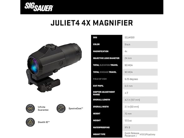 SIG Sauer JULIET4 4X Picatinny Magnifier
