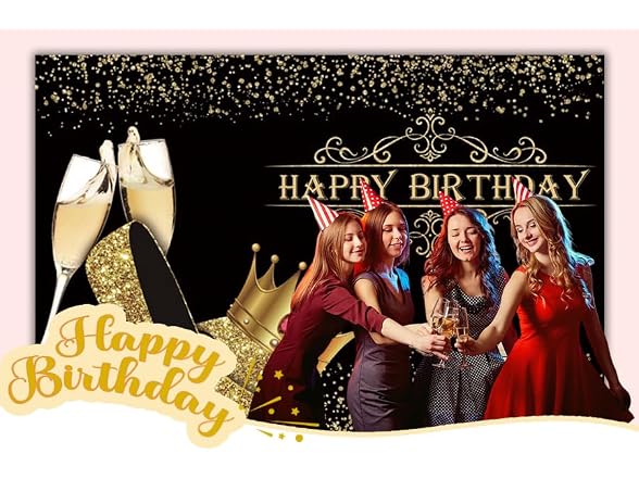 Dorcev 10x8ft Happy Birthday Backdrop
