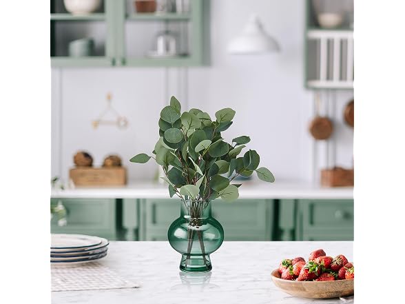 Elements Artificial Eucalyptus Plant in Glass Vase