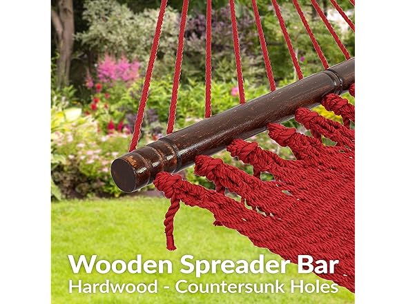 Sunnydaze Soft-Spun Polyester Rope Double Hammock- Red