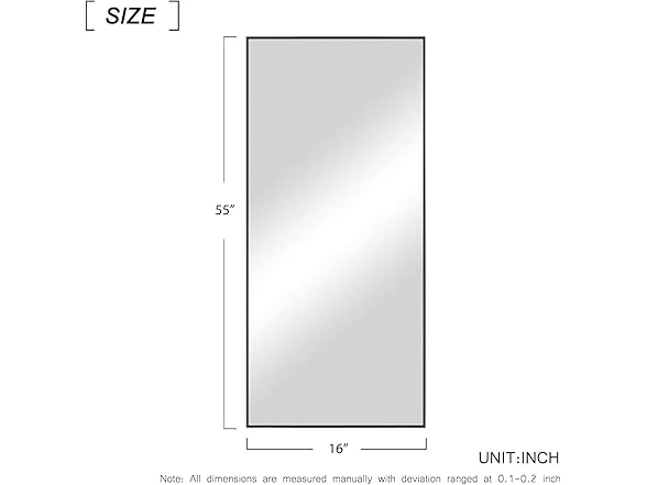 MIRUO Full Length Mirror, Black, 55'' x 16''