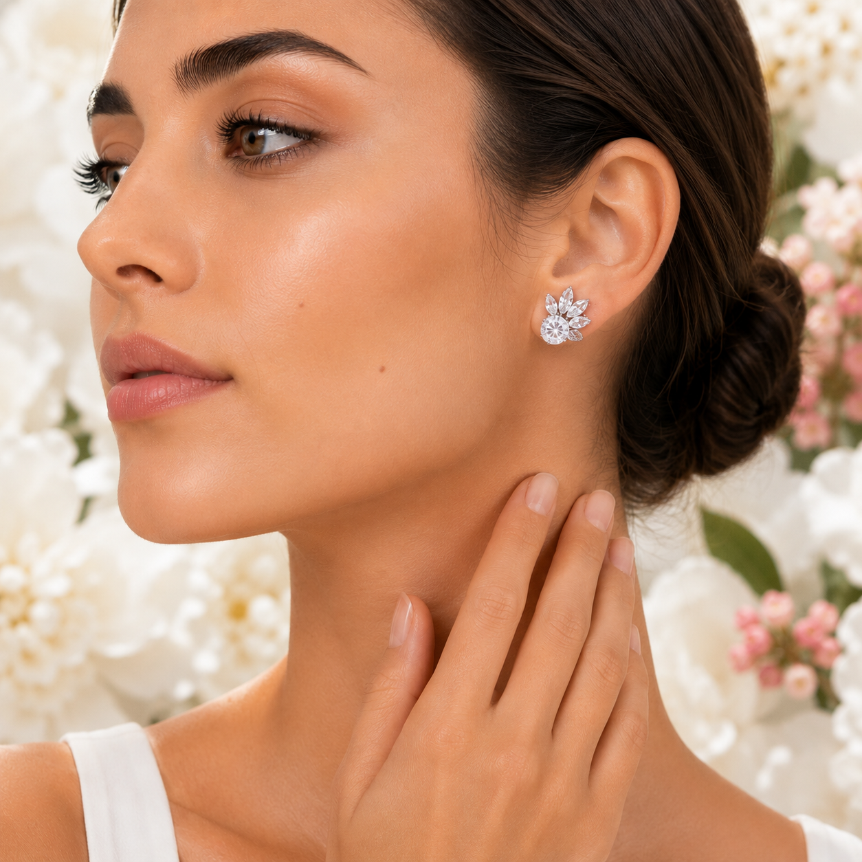 Silver Marquise Cluster Studs - Gallery 5