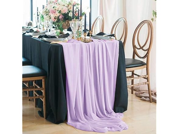 QueenDream Light Purple Chiffon Table Runner 10Ft Long