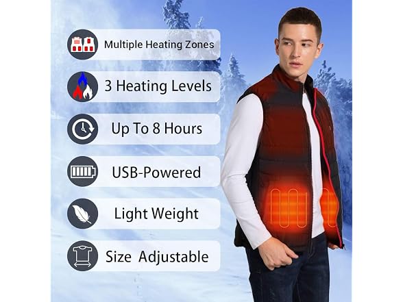 Hoson Men (M) Heated Heating Zones Electric Vest