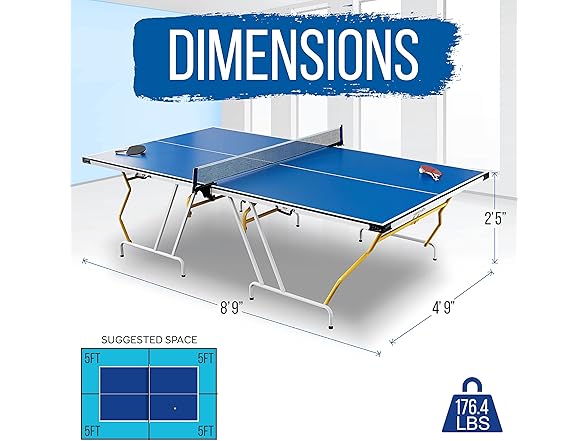SereneLife Full Size Ping Pong Table 9’ x 5’ - Gallery 3