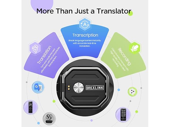 BrexLink 3-in-1 AI Translator Recorder, Language