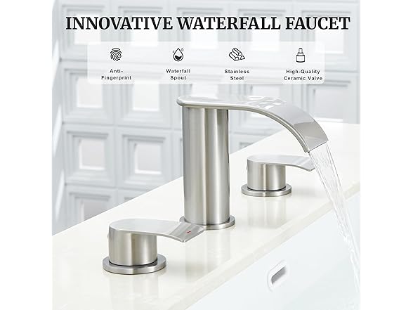 8" Nickel Waterfall Sink Faucet