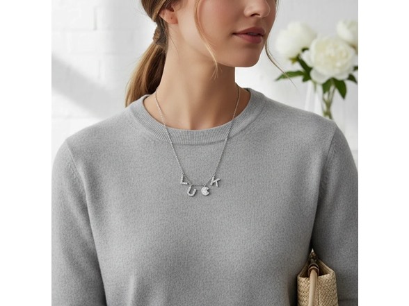 Diamond Luck Letter Pendant Necklace