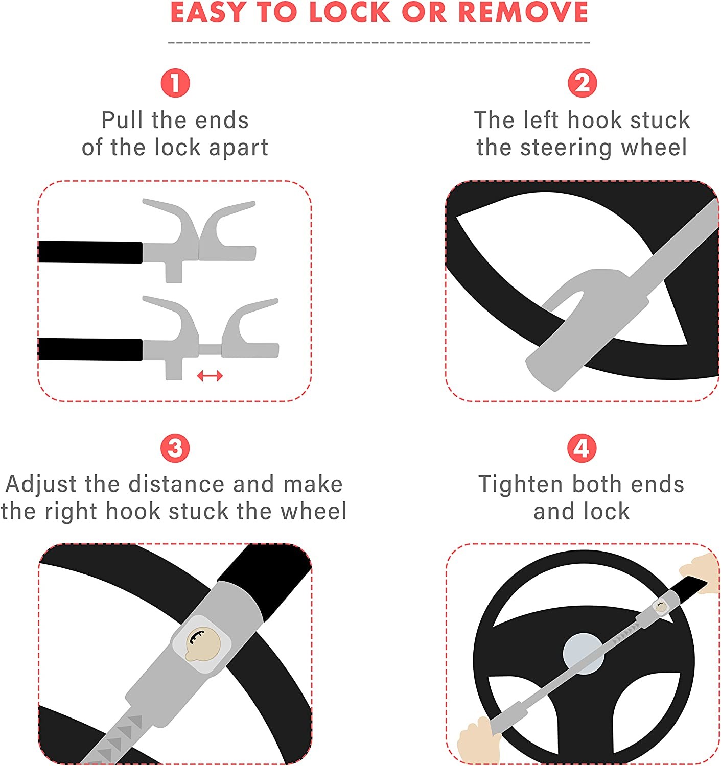 Zone Tech Wl0005 Car Steering Wheel Lock - Gallery 12
