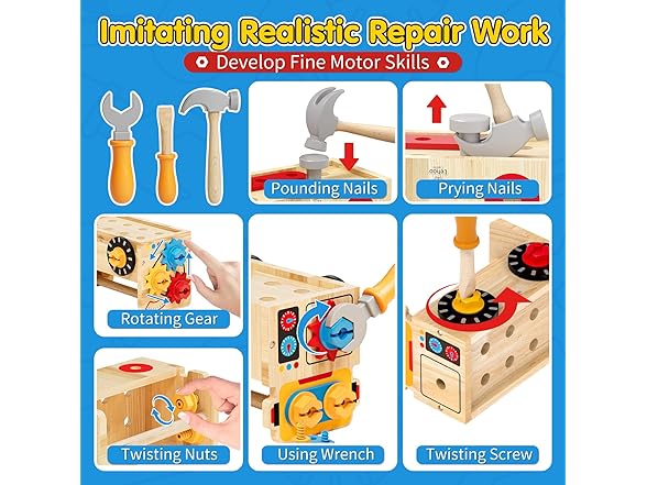 Lehoo Castle Wooden Toddler Tool Bench