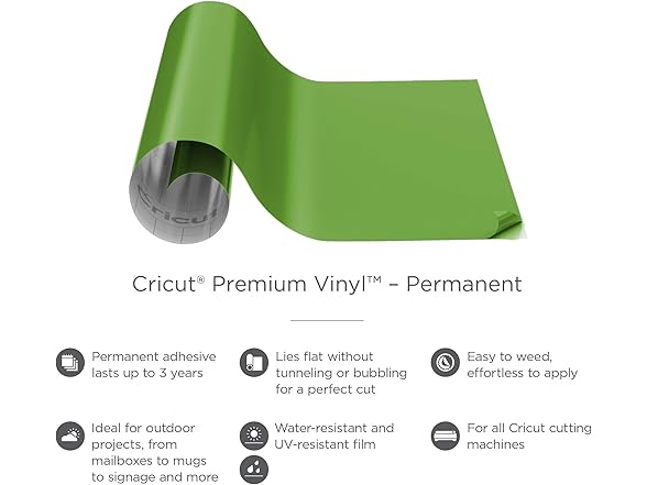 Cricut Lime Green Glossy Permanent Vinyl Roll
