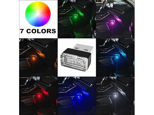 7 Pieces USB LED Car Interior Atmosphere Lamp