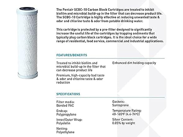 Pentair Pentek SCBC-10 10" x 2.5" Carbon Block Water Filter