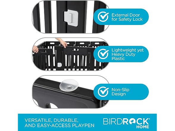 BIRDROCK HOME Dog Playpen w/Door, 12 Panel, 25.6"
