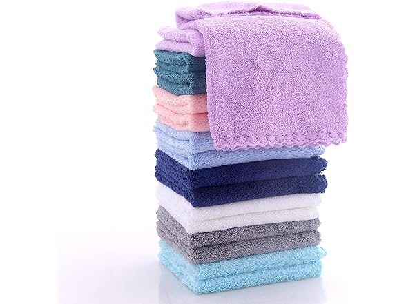 16 Pack Coral Fleece Baby Washcloths