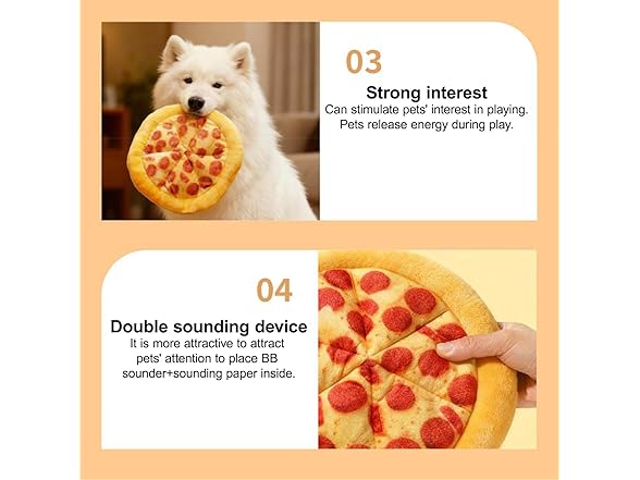 OOGIFCHE (2 Pack) Dog Toy Pizza Plush
