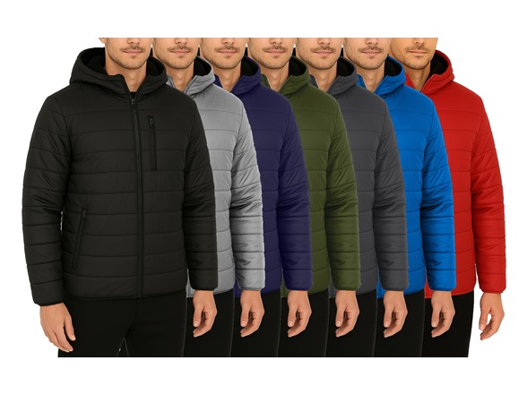 Mens Sherpa Fleece-Lined Hooded Puffer Jacket