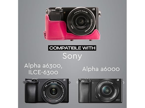 MegaGear Ever Ready Leather Camera Case and Strap (Hot Pink)