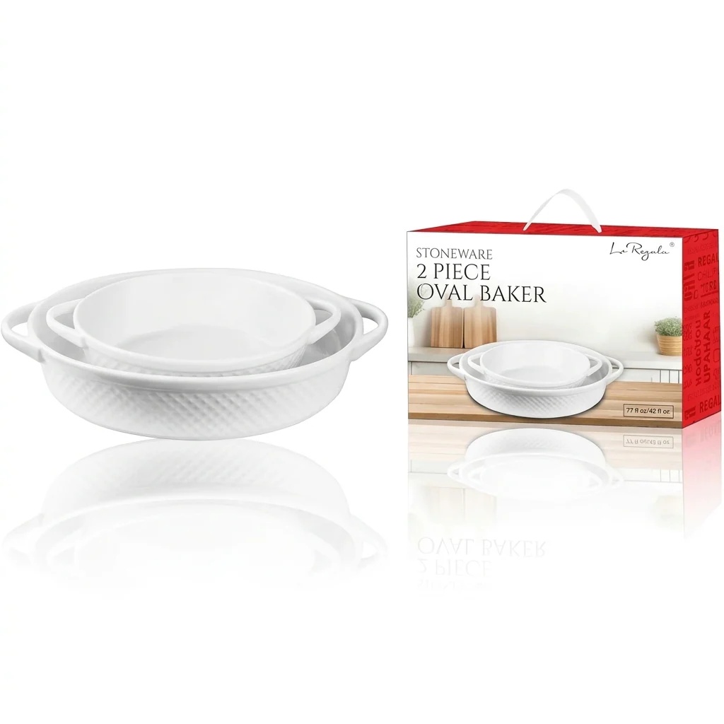 Le Regalo 2 Piece Stoneware Oval Baker - Gallery 8