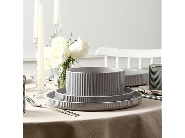 Stone Lain Stoneware 4Pc Bowl Sets, Grey