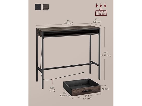 VASAGLE Bar Table with Power Outlets