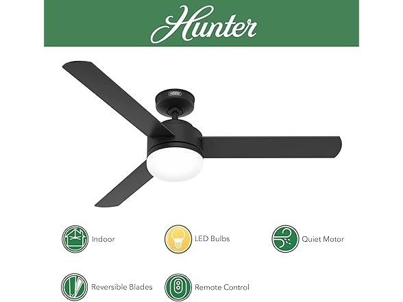 Hunter Fan 52 Inch Matte Black Indoor Ceiling Fan
