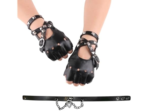 BOMJJOR Women Fingerless Gloves Choker