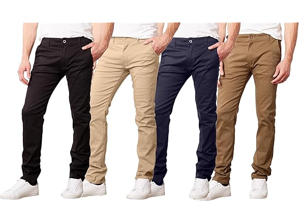 2PK Mens Super Flex Stretch Chino Pants