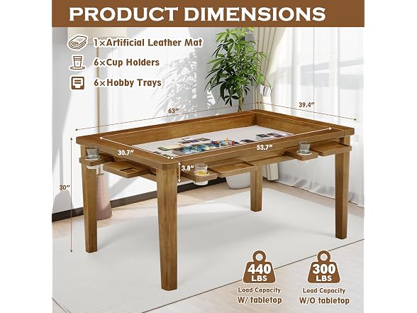 Haddockway Light Walnut 63"×39“ Board Game Table