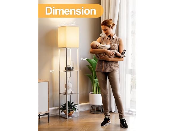 PARTPHONER Floor Lamp with Shelves