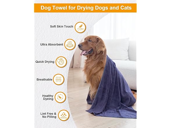 JETOG 2-PCS Fast Drying Dog Towels