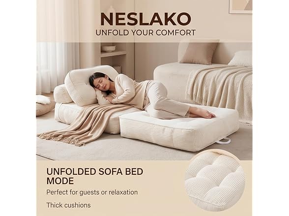 NESLAKO White Folding Sofa Bed