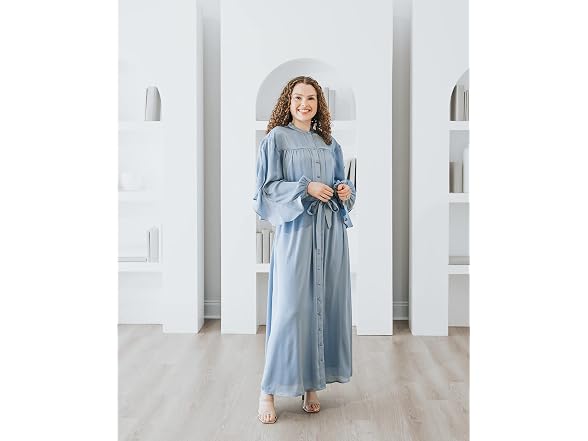 The Drop Blue Fog Ruffle Sleeve Maxi
