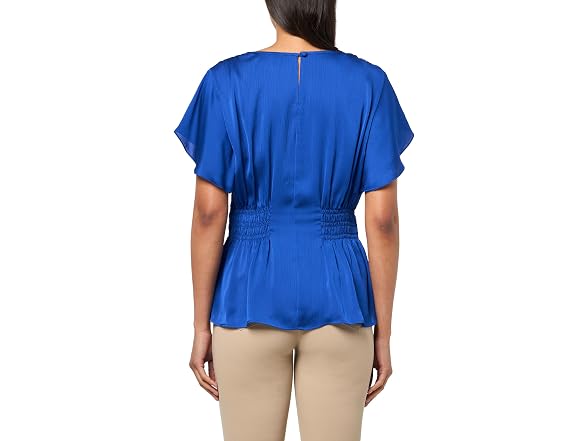Anne Klein (L) Smocked Waist Flutter SLV Blouse