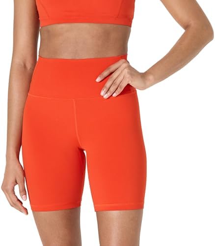 Amazon Essentials Women's Active FormFlex Buttery Soft High Waist 7" Yoga Biker Shorts, Bright Red, XX-Large