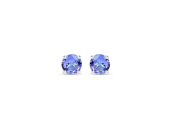 Yeidid Sterling Silver Round Cut Tanzanite Quartz Stud Earrings