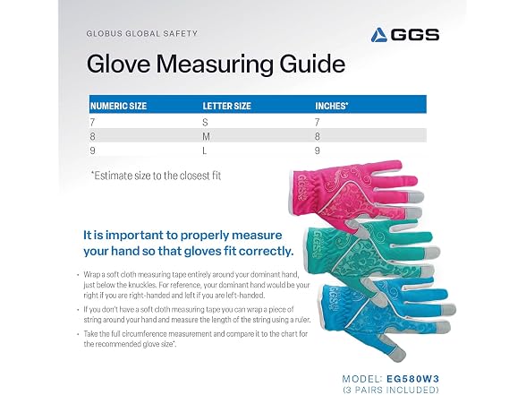 Skytec GGS 3-Pack of Gardening Gloves