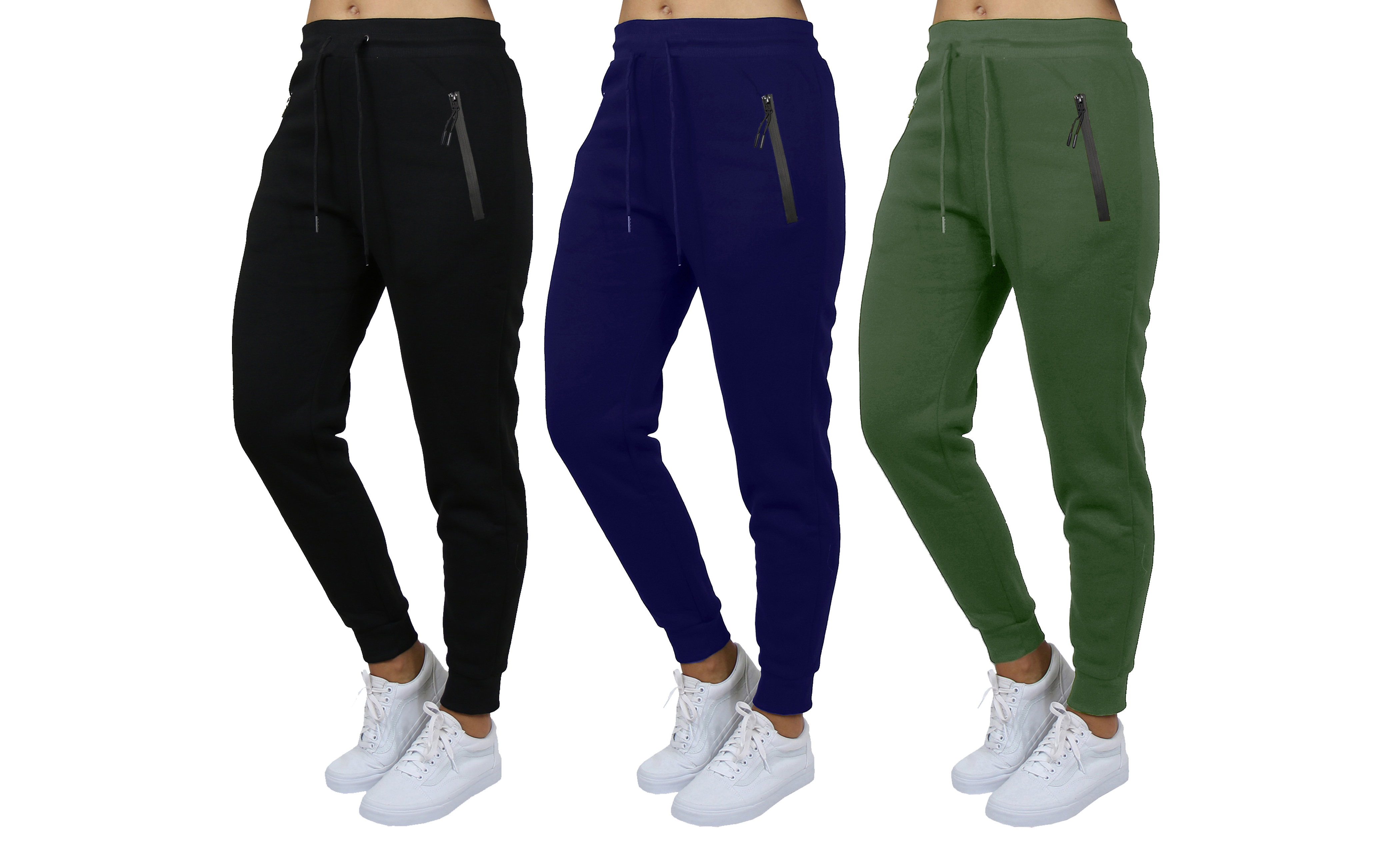 3Pk Womens Fleece Jogger Pants - Gallery 17